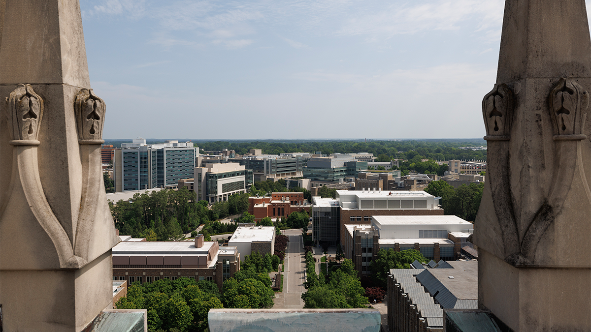 View from the Duke Chapel tower towards the medical campus. 