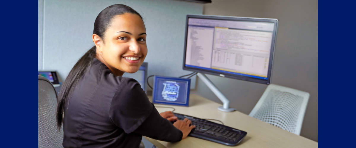 Clinician working at computer workstation