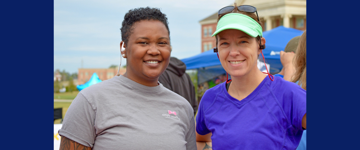 Photos of two study participants outdoors at an event.