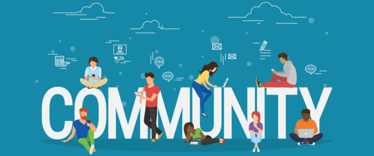 Banner that says "community"