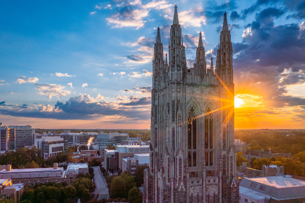 Photo of Duke Chapel at sunset